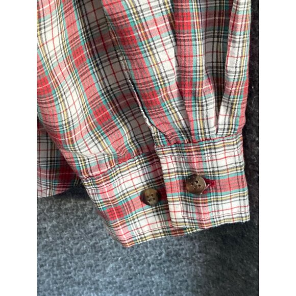 VTG Witts End Plaid LS Shirt Button Front Top Red Green White Men Large - Picture 12 of 13